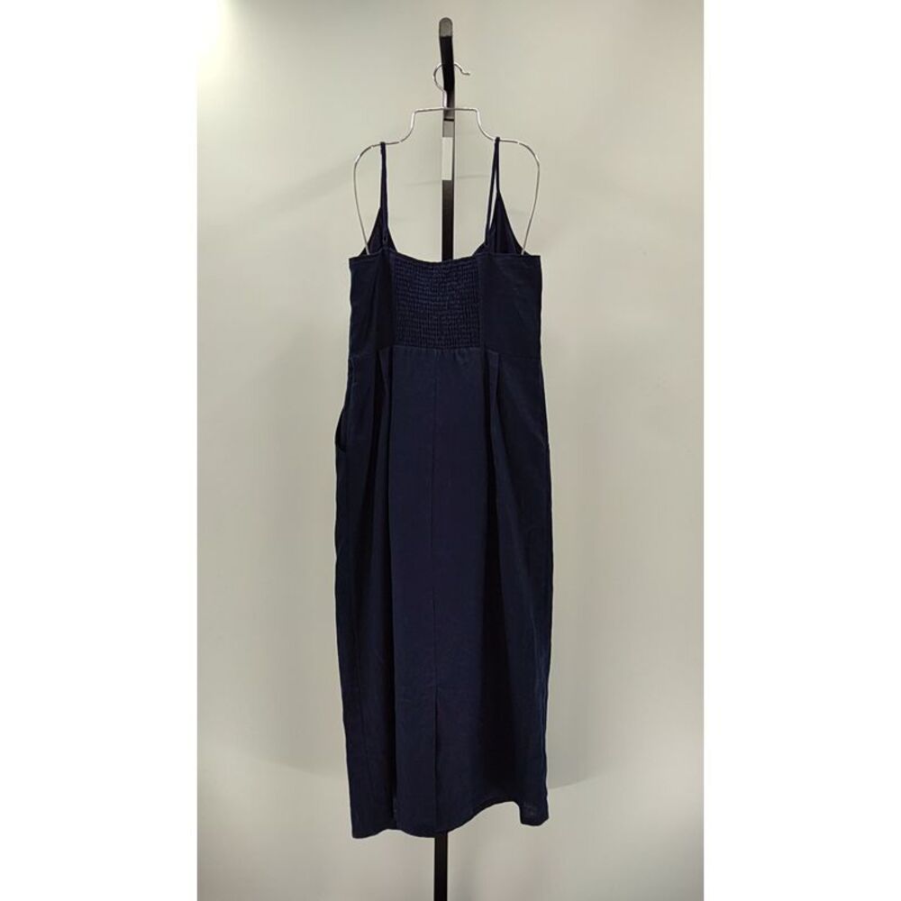 Quince Women 100% European Linen Scoop Neck Midi Dress Deep Navy M - Picture 3 of 3